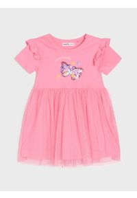 Sinsay - Sukienka z ozdobnymi cekinami wykończona tiulem - różowy. Kolor: różowy. Materiał: tiul #1