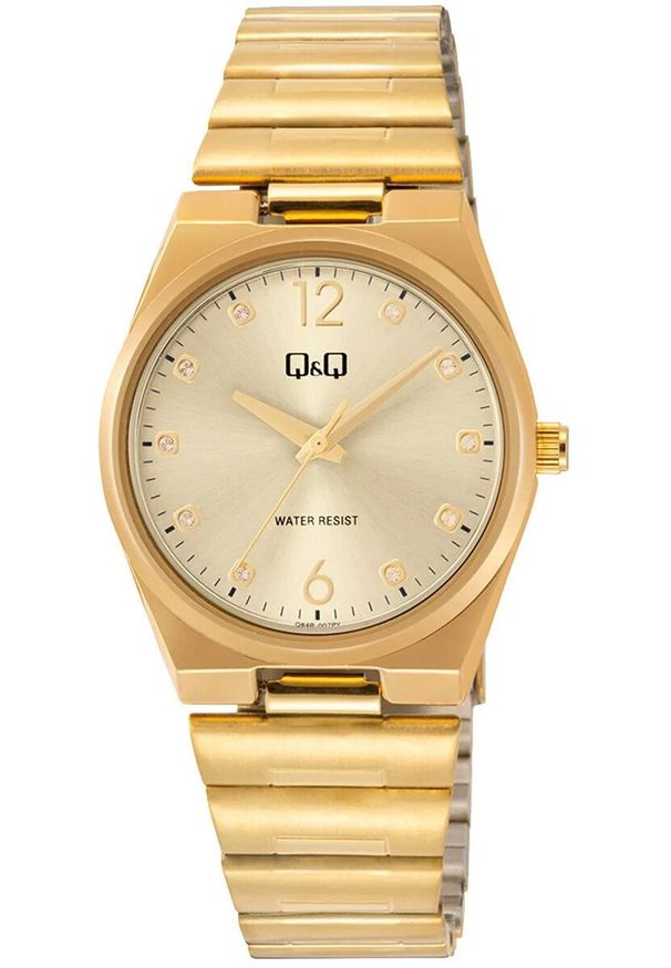 Zegarek damski QQ Q84B-007P CYRKONIE złoty. Kolor: złoty
