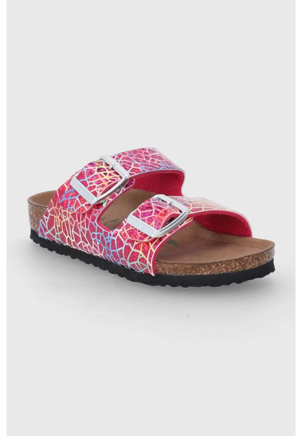 Birkenstock klapki dziecięce Arizona kolor różowy. Kolor: różowy. Materiał: materiał