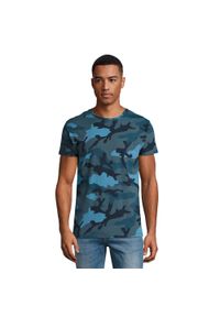 SOL'S - Męska Koszulka Camo. Kolor: niebieski