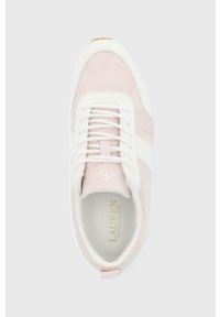 Lauren Ralph Lauren buty skórzane COLTEN kolor różowy. Nosek buta: okrągły. Zapięcie: sznurówki. Kolor: różowy. Materiał: skóra. Obcas: na obcasie. Wysokość obcasa: niski