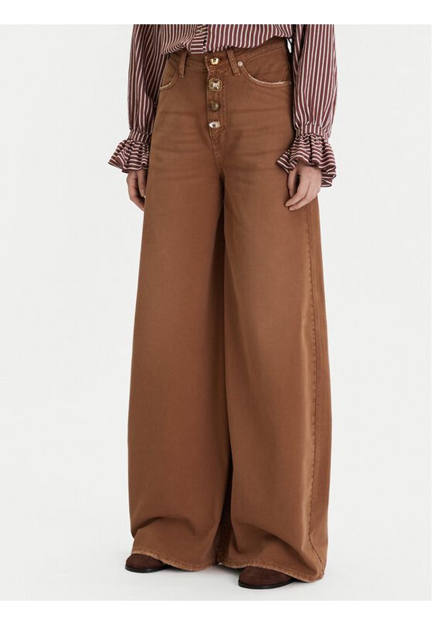 ViCOLO Jeansy DF5057 Brązowy Wide Leg. Kolor: brązowy