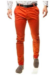 Spodnie męskie chinosy pomarańczowe Recea. Okazja: na co dzień. Kolor: pomarańczowy. Materiał: bawełna. Styl: casual, elegancki #1