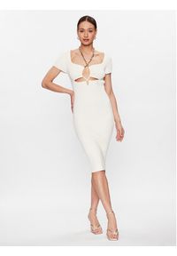 Pinko Sukienka dzianinowa 101173 A0TU Biały Regular Fit. Kolor: biały. Materiał: wiskoza