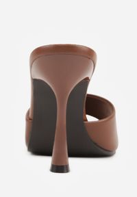 Born2be - Brązowe Klapki na Szpilce z Kwadratowym Noskiem Mellota. Okazja: na co dzień. Kolor: brązowy. Obcas: na szpilce. Styl: casual, elegancki #2