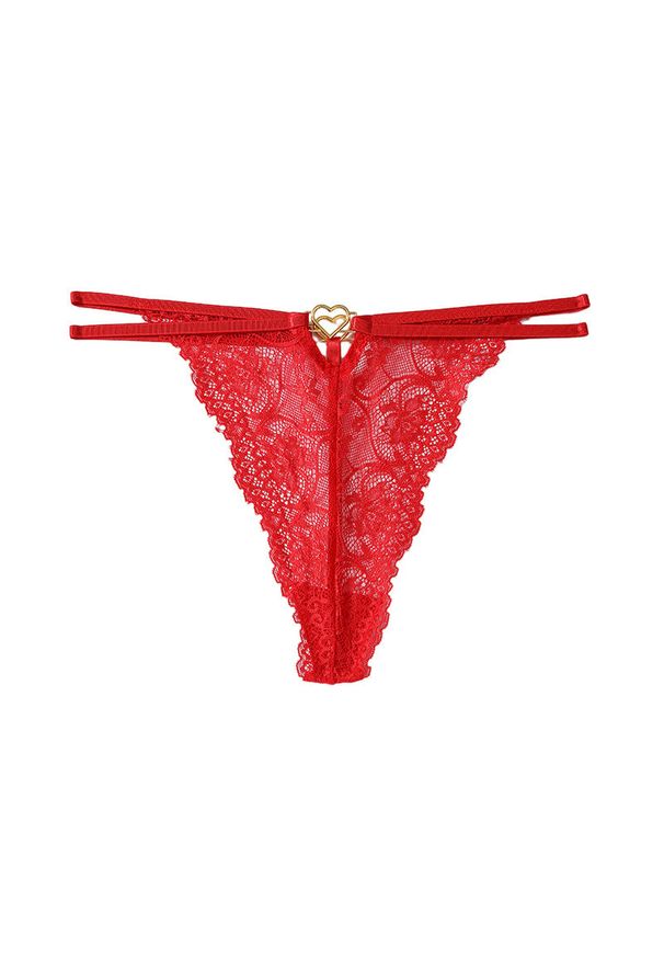 Intica - Stringi koronkowe z cienkim paseczkiem Brittni. Kolor: czerwony. Materiał: koronka