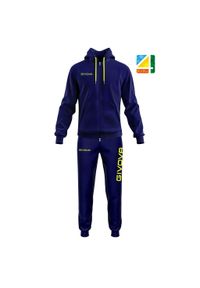 Dres Givova King Cotone Terry L, dwukolorowy, zamek. Kolor: niebieski. Materiał: dresówka. Sport: fitness
