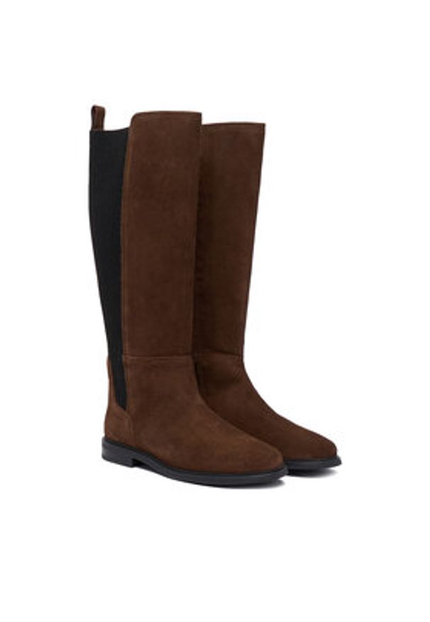 TOMMY HILFIGER - Tommy Hilfiger Kozaki Flag FW0FW08779 Brązowy. Kolor: brązowy. Materiał: zamsz, skóra