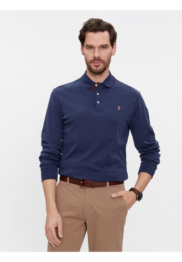 Polo Ralph Lauren Polo 710671785010 Granatowy Custom Slim Fit. Typ kołnierza: polo. Kolor: niebieski. Materiał: bawełna