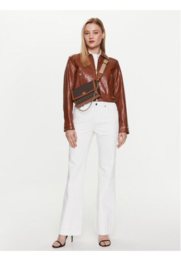 MICHAEL Michael Kors Kurtka z imitacji skóry Astor MS320B7DTW Brązowy Cropped Fit. Kolor: brązowy. Materiał: skóra