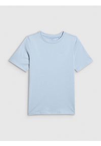 4f - 4F T-shirt regular gładki chłopięcy - niebieski 146 (10-11 lat). Okazja: na co dzień, na spacer, na uczelnię. Kolor: niebieski. Materiał: materiał, bawełna, dresówka, jeans. Wzór: gładki. Sezon: lato. Styl: klasyczny, casual #1