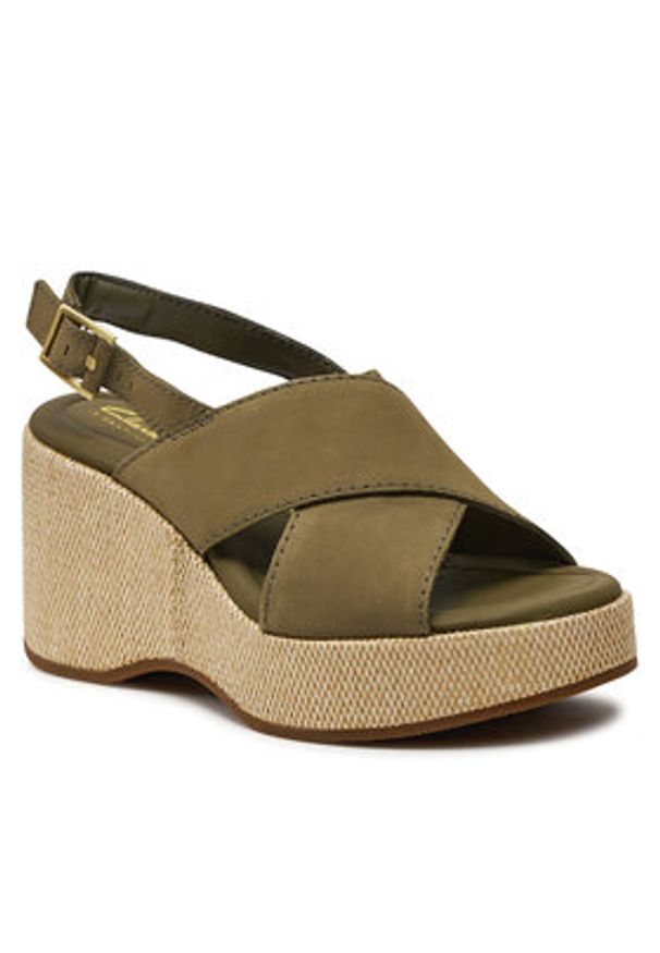 Clarks Sandały Manon Wish 26176302 Zielony. Kolor: zielony. Materiał: skóra