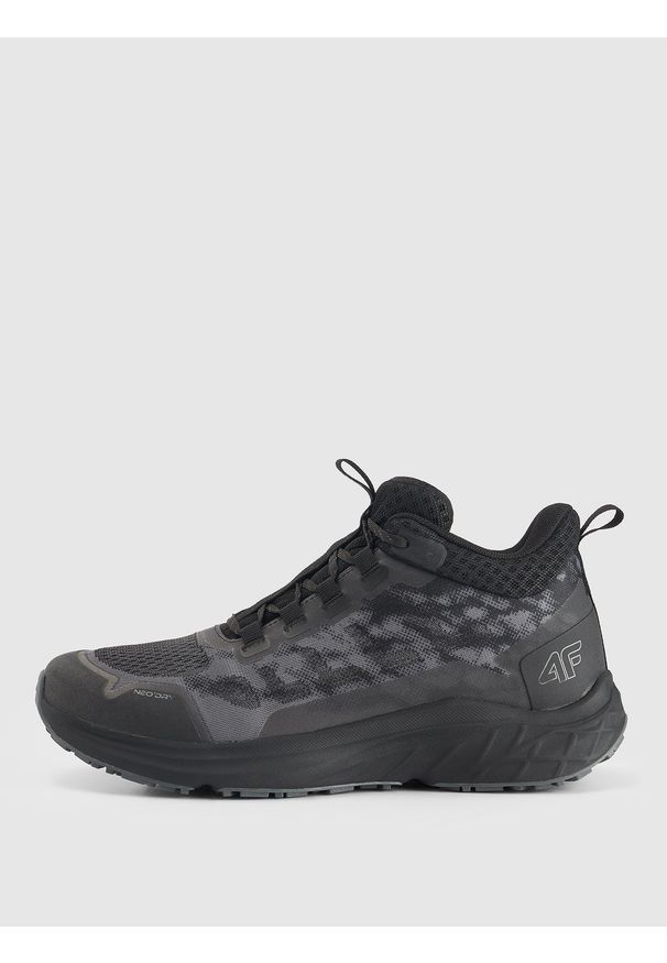 4f - 4F Buty trekkingowe Original Trail Mid męskie - czarne 45. Kolor: czarny. Materiał: guma, żakard. Szerokość cholewki: normalna. Sport: wspinaczka