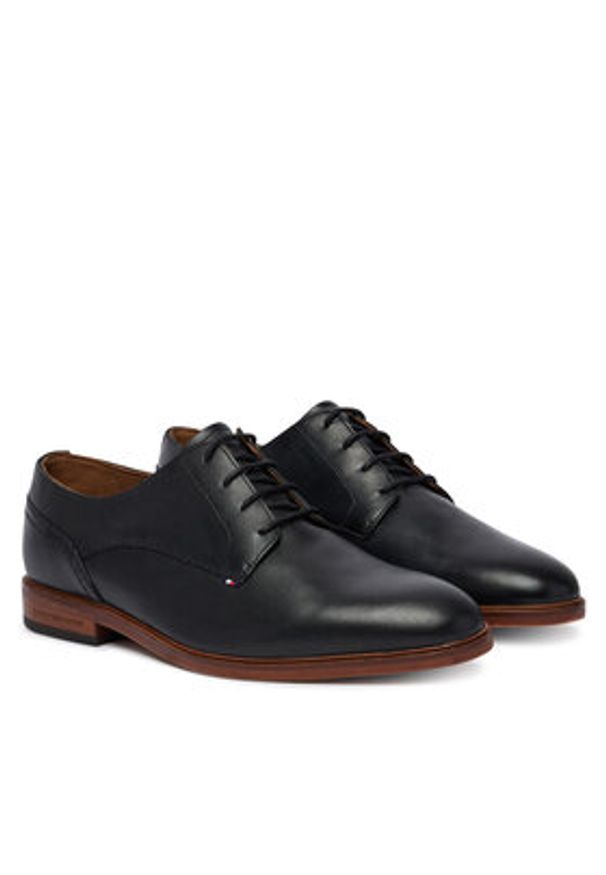 TOMMY HILFIGER - Tommy Hilfiger Półbuty Hilfiger Leather Dress Shoe FM0FM05777 Czarny. Kolor: czarny. Materiał: skóra