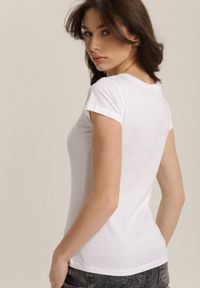 Renee - Biały T-shirt Nephegenia. Kolor: biały. Materiał: bawełna, jeans. Długość: krótkie. Wzór: jednolity. Styl: klasyczny