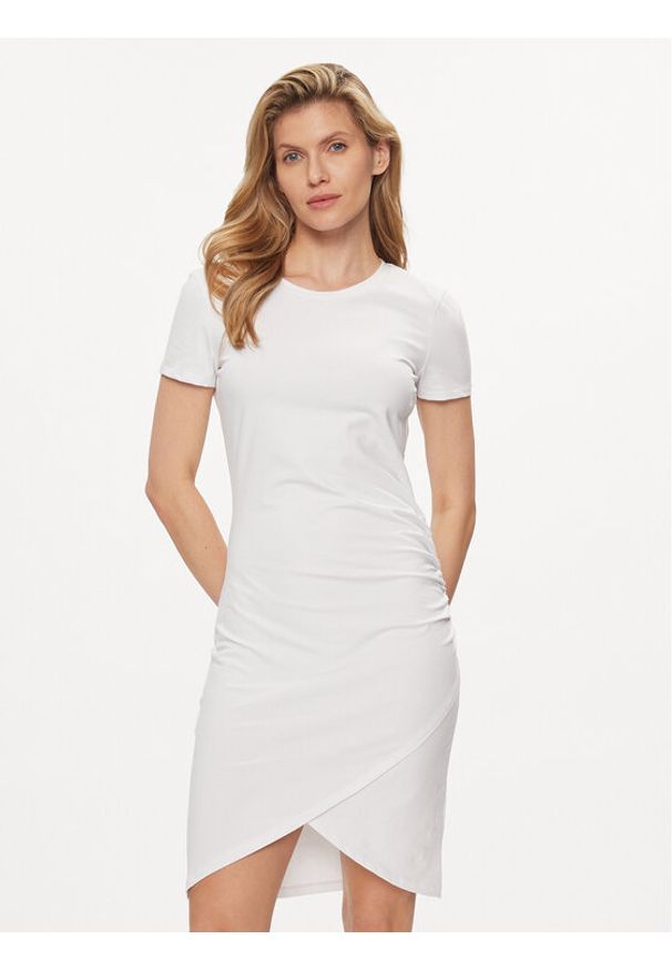 EA7 Emporio Armani Sukienka codzienna 3DTA62 TJ01Z 1100 Biały Slim Fit. Okazja: na co dzień. Kolor: biały. Materiał: bawełna. Typ sukienki: proste. Styl: casual