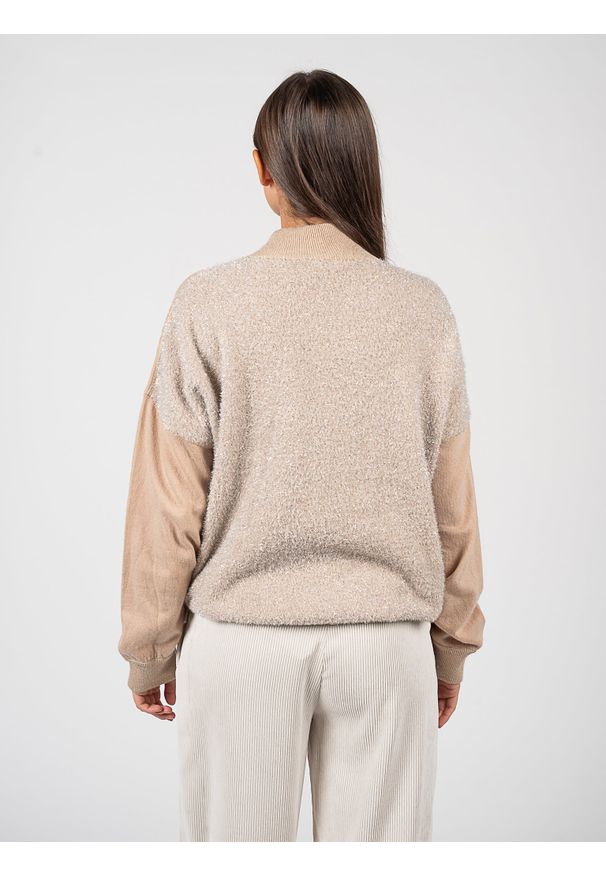 Liu Jo Bluza | TF2198 MA55L | Kobieta | Beżowy. Okazja: na co dzień. Typ kołnierza: kołnierzyk stójkowy. Kolor: beżowy. Materiał: poliamid, poliester. Wzór: aplikacja. Styl: sportowy, elegancki, casual