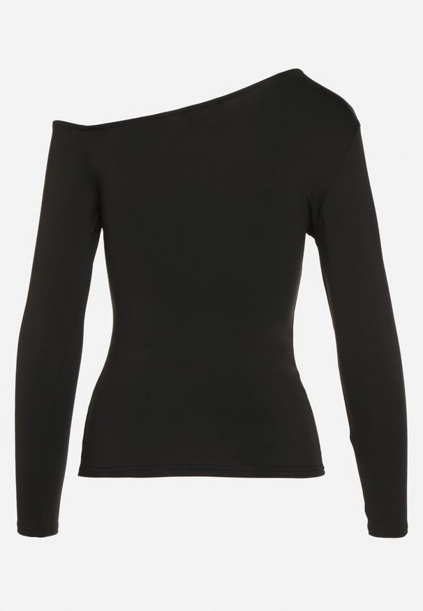 Born2be - Czarna Asymetryczna Bluzka z Wiskozą Tatireth. Okazja: na co dzień. Kolor: czarny. Materiał: wiskoza. Styl: elegancki, casual