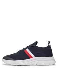 TOMMY HILFIGER - Tommy Hilfiger Sneakersy Modern Runner Knit Stripes Ess FM0FM04798 Granatowy. Kolor: niebieski. Materiał: materiał #4