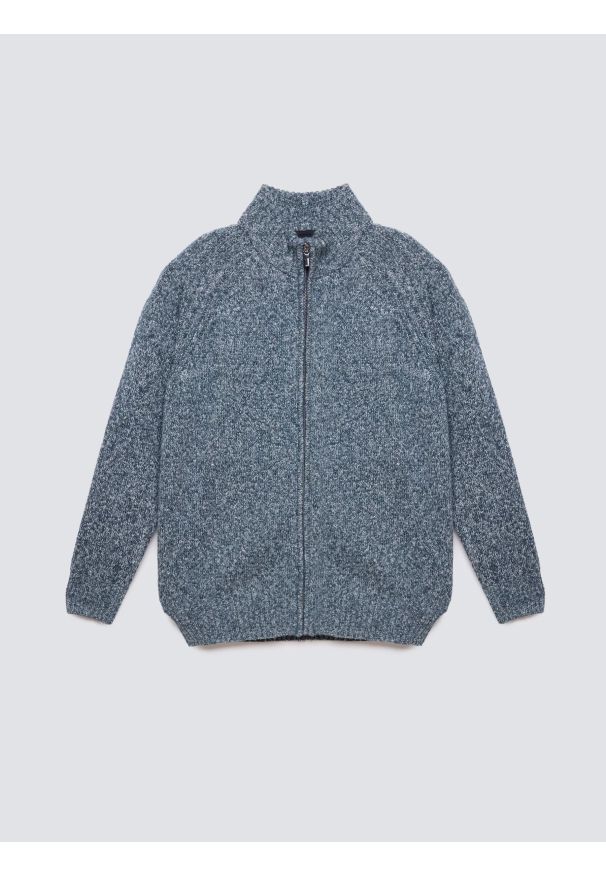 Big-Star - Sweter męskie rozpinany melanżowy niebieski Dionis 402. Okazja: do pracy, na uczelnię, na co dzień. Kolor: niebieski. Materiał: bawełna, jeans, materiał, dzianina. Wzór: melanż. Styl: casual, elegancki