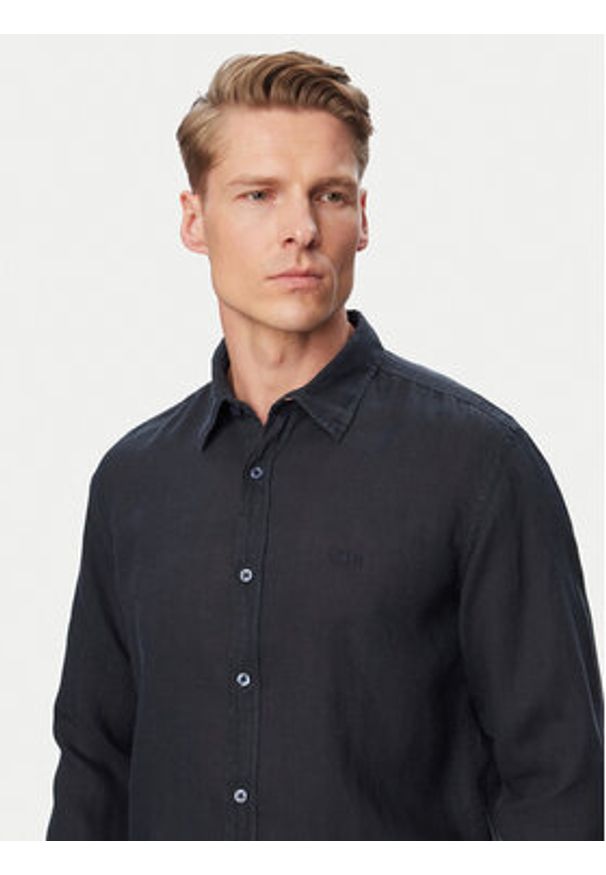 BOSS Koszula Relegant 50567579 Granatowy Regular Fit. Kolor: niebieski. Materiał: len
