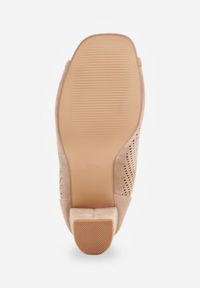 Renee - Beżowe Sandały Vices na Słupku z Ażurową Cholewką i Odkrytymi Noskami Uliri. Okazja: na spacer, na co dzień. Kolor: beżowy. Wzór: ażurowy. Sezon: lato. Obcas: na słupku. Styl: casual, elegancki. Wysokość obcasa: średni #6