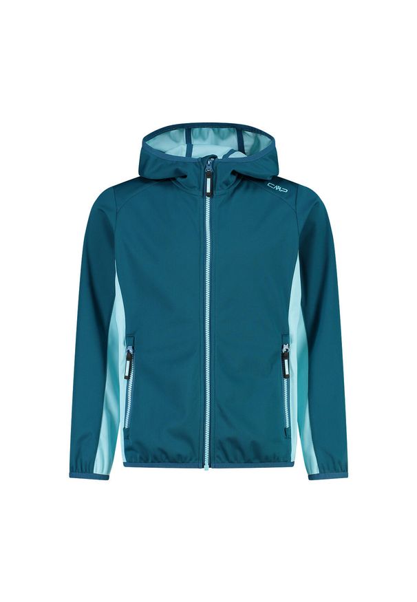 Kurtka z kapturem dla dziewczynki CMP. Typ kołnierza: kaptur. Kolor: niebieski. Materiał: puch. Sport: turystyka piesza