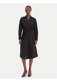 BOSS Sukienka koszulowa Drepill 50553673 Czarny Regular Fit. Kolor: czarny. Materiał: bawełna. Typ sukienki: koszulowe #1