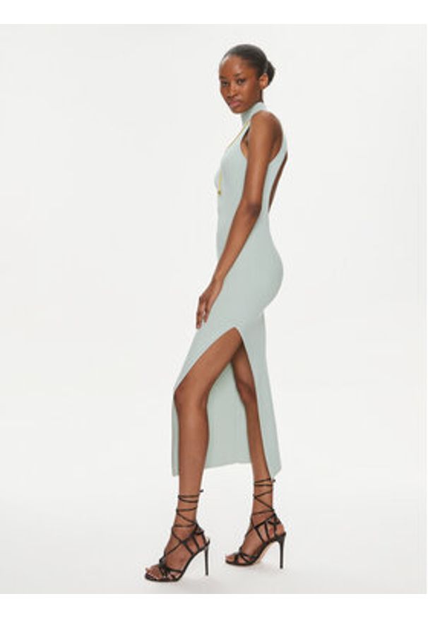 Elisabetta Franchi Sukienka codzienna AM-69S-41E2-V400 Zielony Slim Fit. Okazja: na co dzień. Kolor: zielony. Materiał: wiskoza. Typ sukienki: proste. Styl: casual