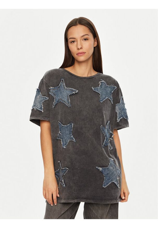 One Teaspoon T-Shirt Denim Star 26858 Szary Relaxed Fit. Kolor: szary. Materiał: bawełna