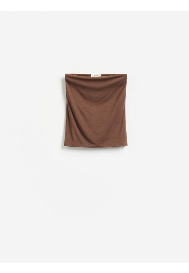 Reserved - Top bandeau z modalem - brązowy. Kolor: brązowy. Materiał: dzianina