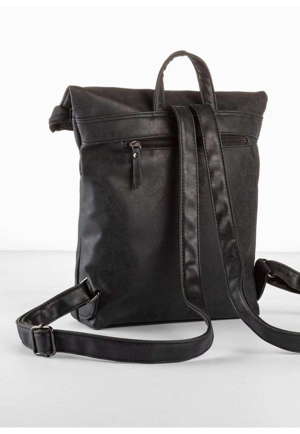 bonprix - Plecak. Kolor: czarny. Materiał: skórzane. Styl: casual