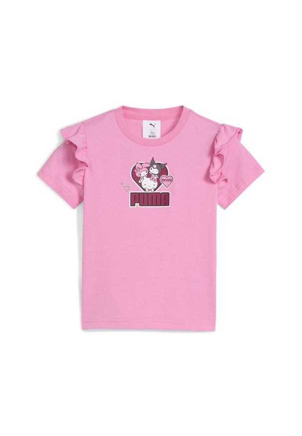 Puma - Dziecięca koszulka z falbanką PUMA × HELLO KITTY AND FRIENDS PUMA. Kolor: różowy. Wzór: motyw z bajki. Sport: joga i pilates