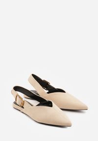 Renee - Jasnobeżowe Sandały Typu Slingback z Wyciętą Cholewką Phellilea. Zapięcie: pasek. Kolor: beżowy #8