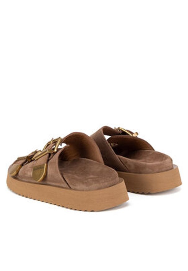 Badura Klapki CYCLAMEN-80033-25 Beżowy. Kolor: beżowy. Materiał: zamsz, skóra