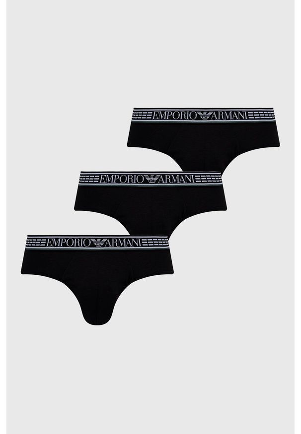 Emporio Armani Underwear Slipy (3-pack) męskie kolor czarny. Kolor: czarny. Materiał: włókno