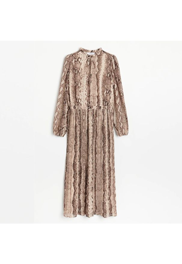 Reserved - Szyfonowa sukienka midi - Wielobarwny. Materiał: szyfon. Długość: midi