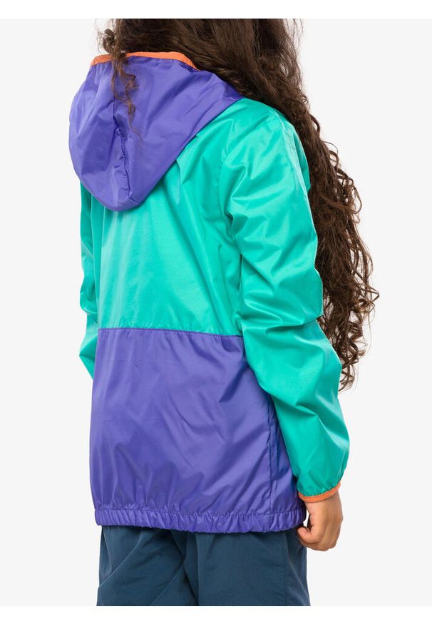 columbia - Kurtka wiatrówka dziewczęca Columbia Back Bowl Hooded Windbreaker. Kolor: zielony. Materiał: softshell. Sport: turystyka piesza