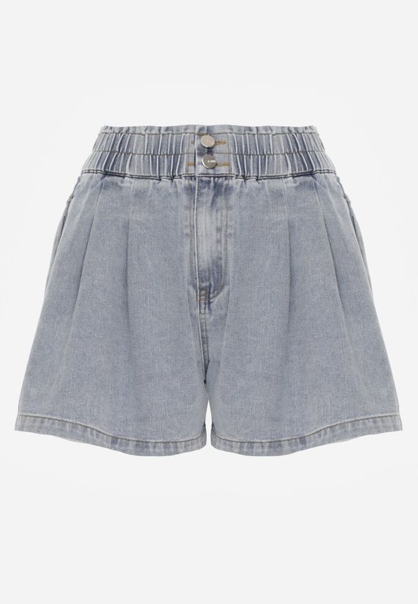 Born2be - Niebieskie Bawełniane Szorty Casual Jeansowe o Luźnym Kroju Feanyre. Okazja: na co dzień. Stan: podwyższony. Kolekcja: plus size. Kolor: niebieski. Materiał: bawełna, jeans. Styl: casual