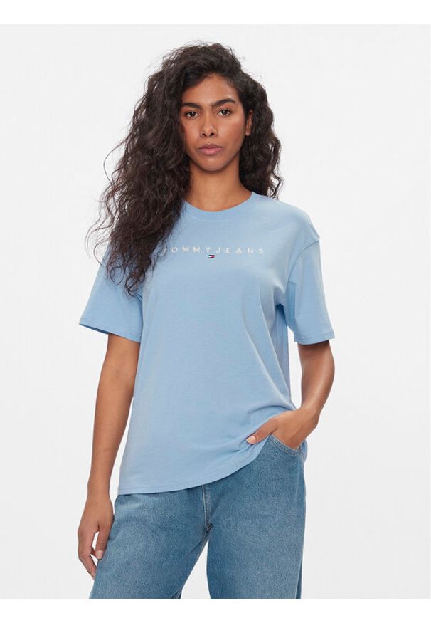 Tommy Jeans T-Shirt Tjw Rlx New Linear Tee DW0DW17836 Błękitny Relaxed Fit. Kolor: niebieski. Materiał: bawełna