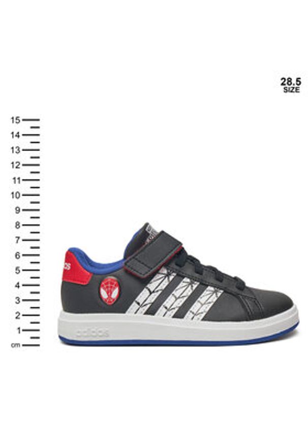 Adidas - adidas Sneakersy Marvel's Spider-Man Grand Court JS0742 Czarny. Kolor: czarny. Materiał: skóra. Wzór: motyw z bajki
