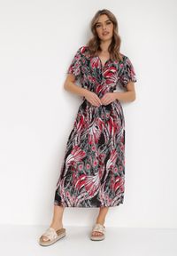 Born2be - Czerwona Sukienka Anastythia. Typ kołnierza: dekolt kopertowy. Kolor: czerwony. Długość rękawa: krótki rękaw. Sezon: lato. Typ sukienki: kopertowe. Długość: midi #4