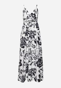 Born2be - Czarno-Biała Sukienka na Regulowanych Ramiączkach z Gumkami na Plecach Ściągana Troczkiem Harnela. Okazja: na co dzień. Kolor: czarny. Długość rękawa: na ramiączkach. Typ sukienki: proste. Styl: elegancki, casual, klasyczny #4