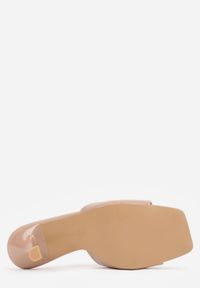 Born2be - Ciemnobeżowe Klapki na Szpilce z Kwadratowym Noskiem Mellota. Okazja: na co dzień, na ślub cywilny, na wesele. Kolor: beżowy. Obcas: na szpilce. Styl: casual, elegancki #5