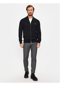 GANT - Gant Kardigan Casual Cotton Zip 8030164 Czarny Regular Fit. Okazja: na co dzień. Kolor: czarny. Materiał: bawełna. Styl: casual