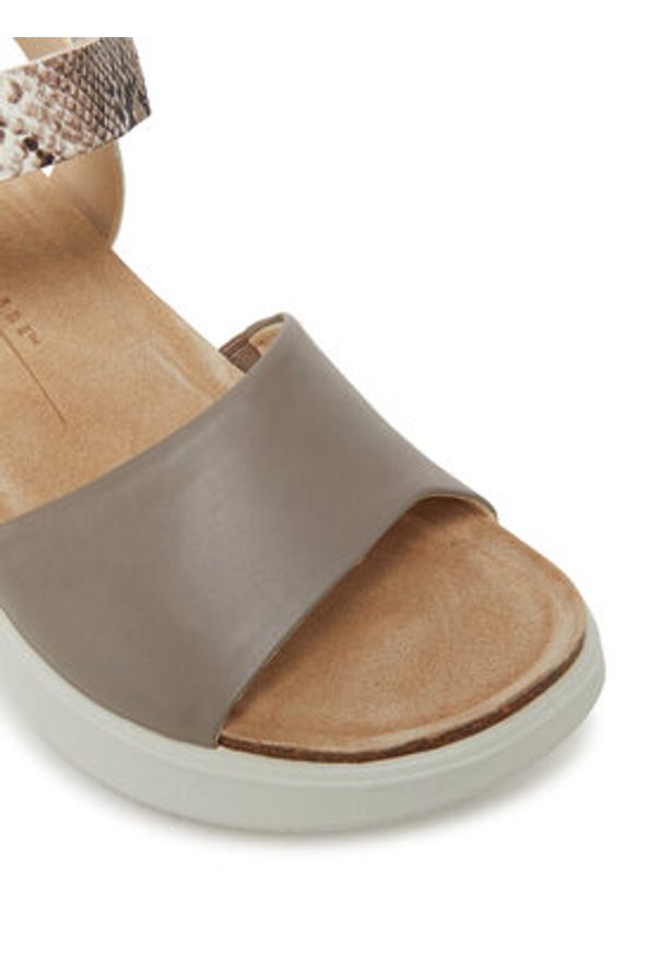 ecco - ECCO Sandały Flowt Wedge Cork 27231361166 Beżowy. Kolor: beżowy. Materiał: skóra