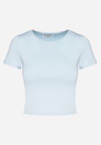 Born2be - Jasnoniebieski T-shirt Krótki z Wiskozą Eframera. Okazja: na co dzień. Kolor: niebieski. Materiał: wiskoza. Długość: krótkie. Styl: klasyczny, elegancki, casual