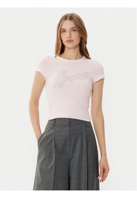 Guess T-Shirt W5RI68KA0H1 Różowy Slim Fit. Kolor: różowy. Materiał: bawełna