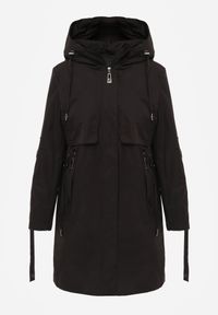 Born2be - Czarna Przejściowa Kurtka Parka z Kapturem i Podwijanymi Rękawami Tinarose. Okazja: na spacer, na co dzień. Typ kołnierza: kaptur. Kolor: czarny. Materiał: jeans, dresówka. Styl: casual #5