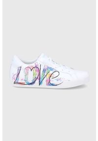 skechers - Skechers Buty skórzane kolor biały na płaskiej podeszwie. Nosek buta: okrągły. Zapięcie: sznurówki. Kolor: biały. Materiał: skóra. Obcas: na płaskiej podeszwie #1